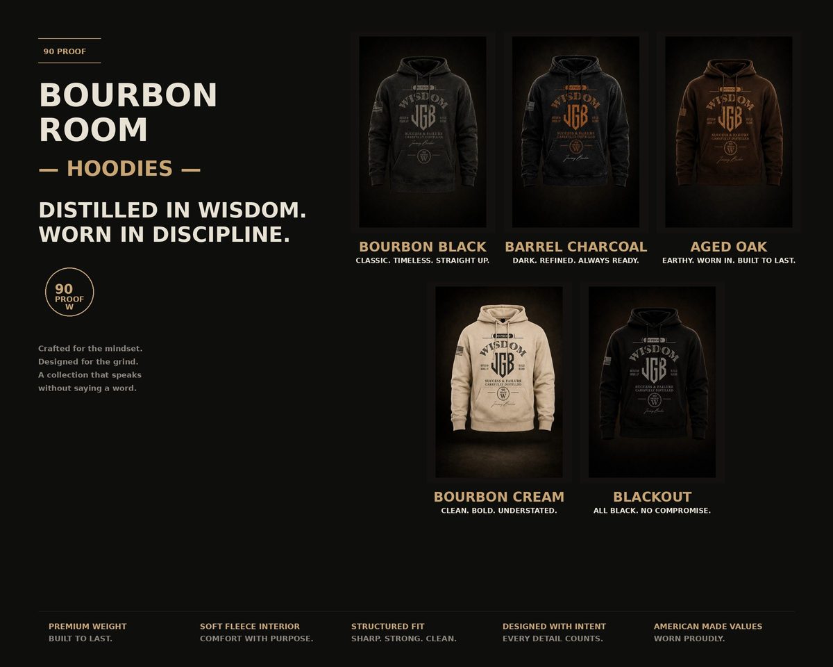 Bourbon Room hoodies. Five colorways. Capsule 001. $85 each. Shop the lineup.