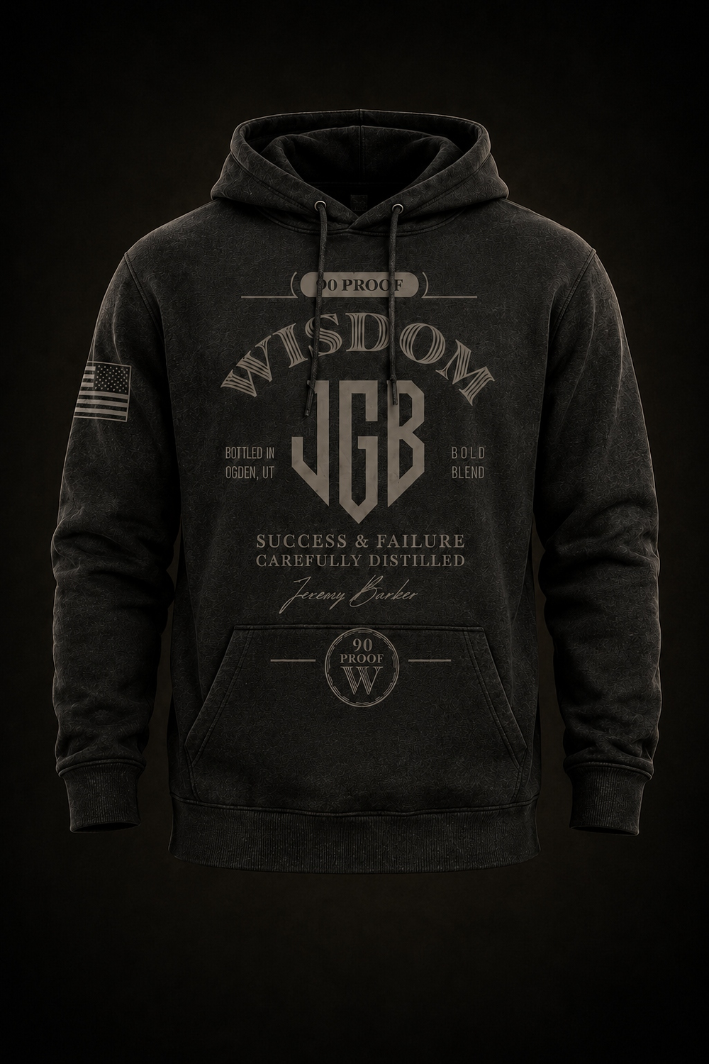 Bourbon Room Hoodie by JGB. 90 Proof Wisdom Capsule. Preorder $85 at shop.jeremybarker.com. Made in the USA.