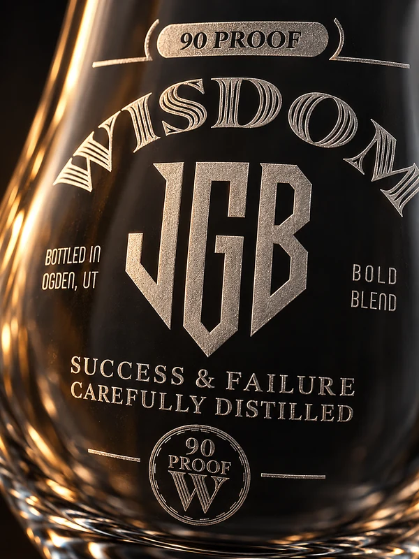 Etched JGB monogram detail thumbnail on the crystal glass.