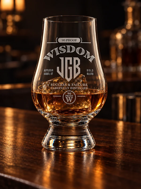 Bourbon pour over a large cube in the crystal rocks glass, thumbnail.