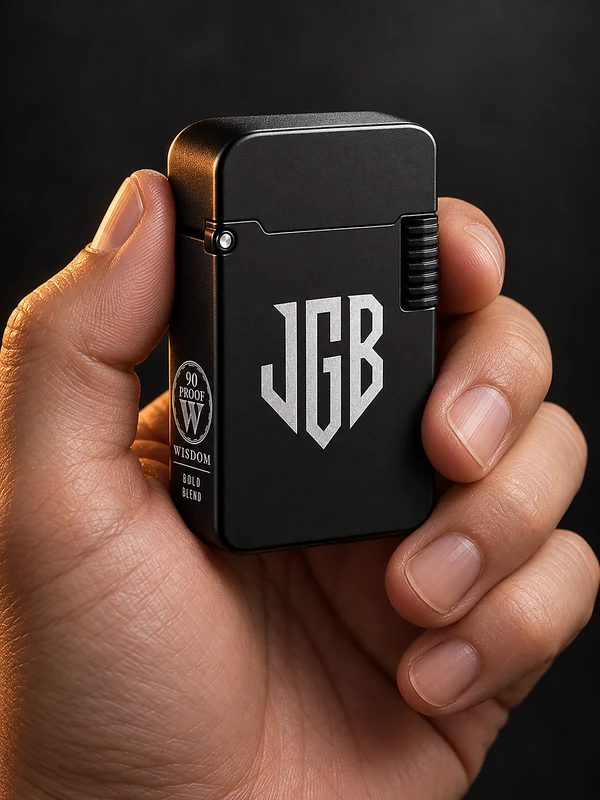 JGB Cigar Lighter held in hand for scale, thumbnail.