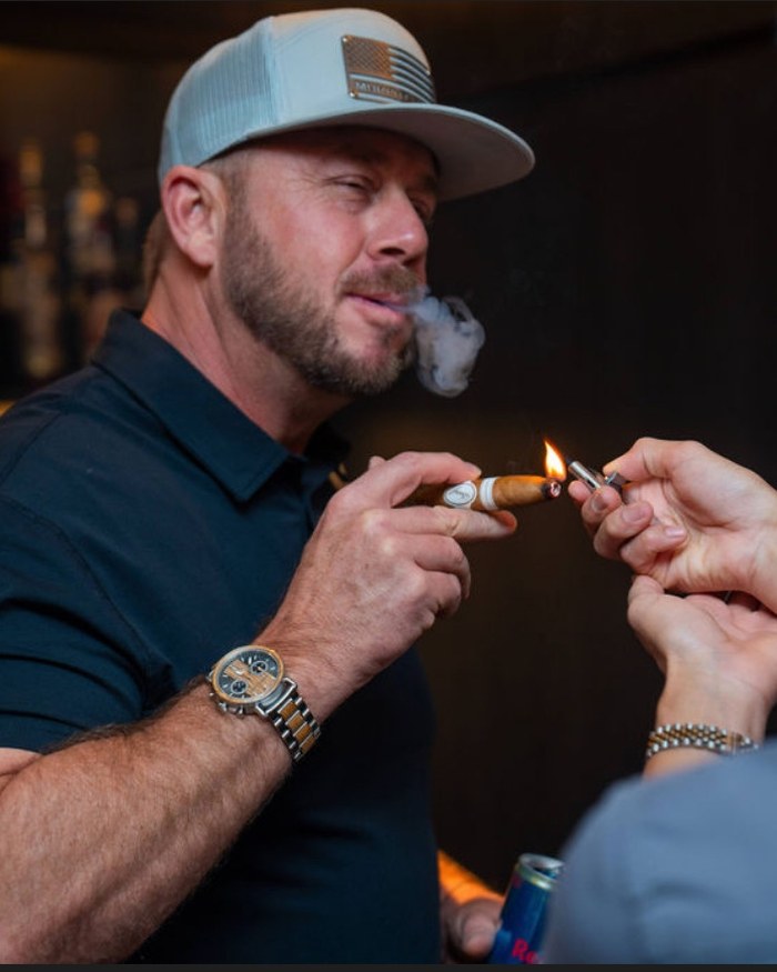 Cigar lounge. Quiet moment.