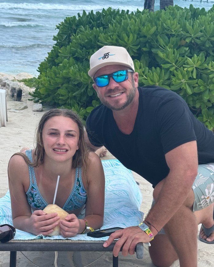 Jeremy and daughter Preslee at the beach