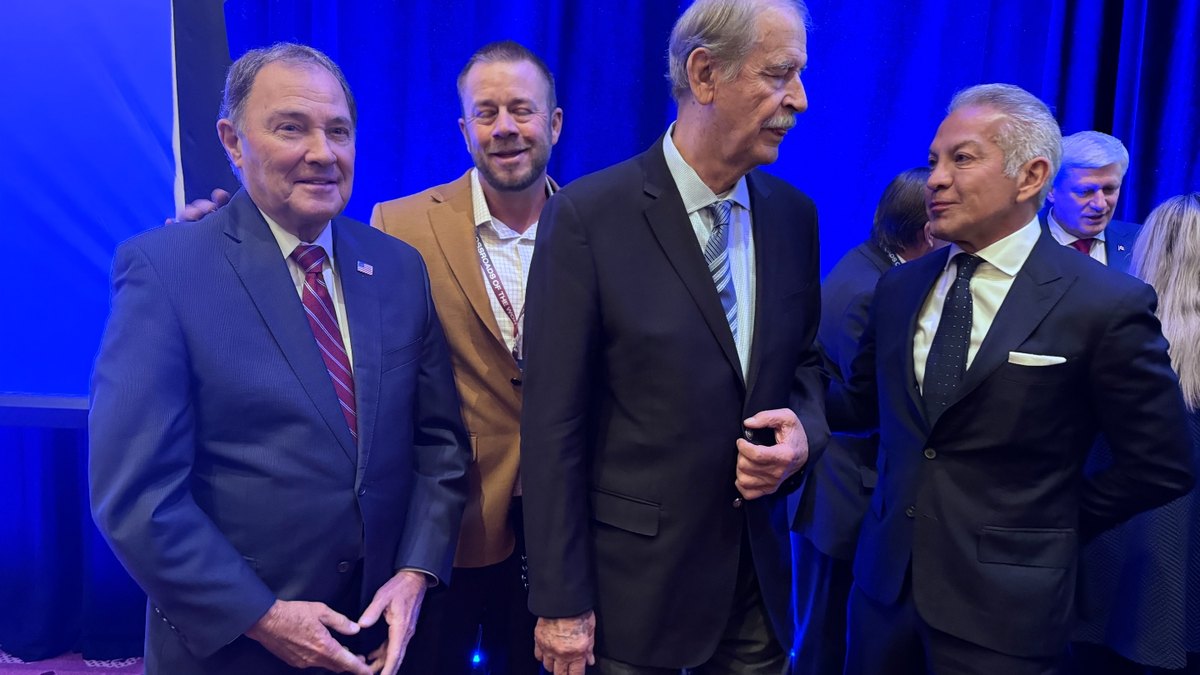 Jeremy Barker with Vicente Fox, former President of Mexico, and Utah Governor Gary Herbert