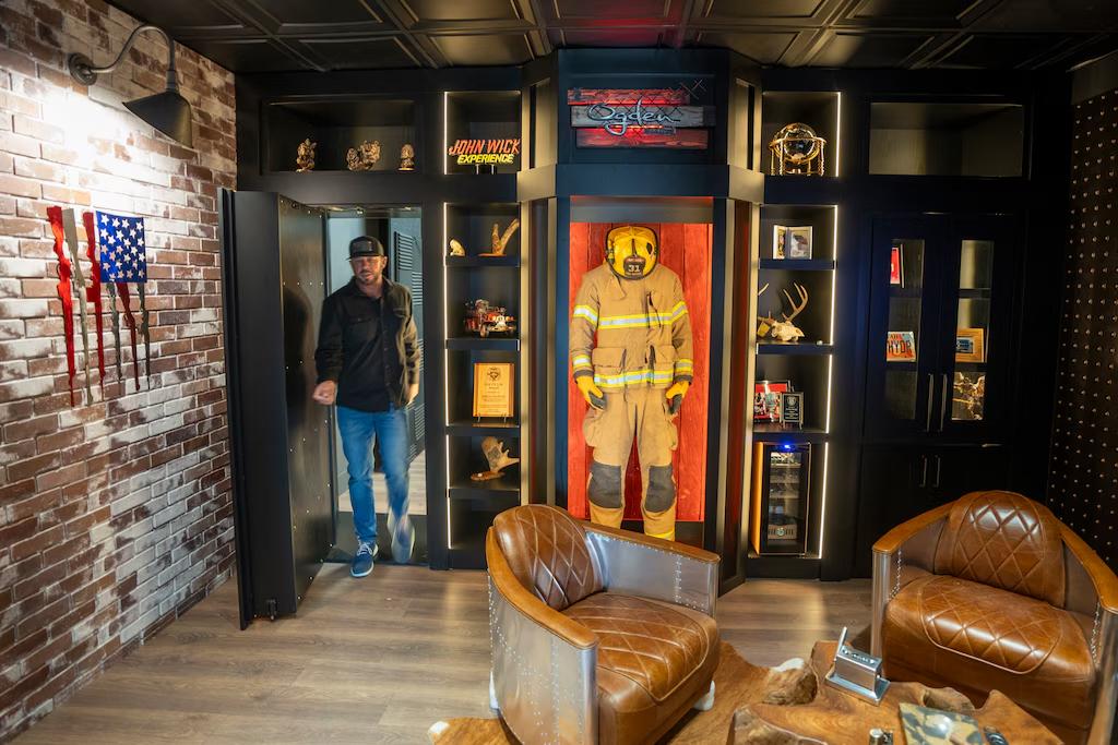 Salt Lake Tribune · Jeremy Barker walking out of a hidden door inside the Bourbon Room
