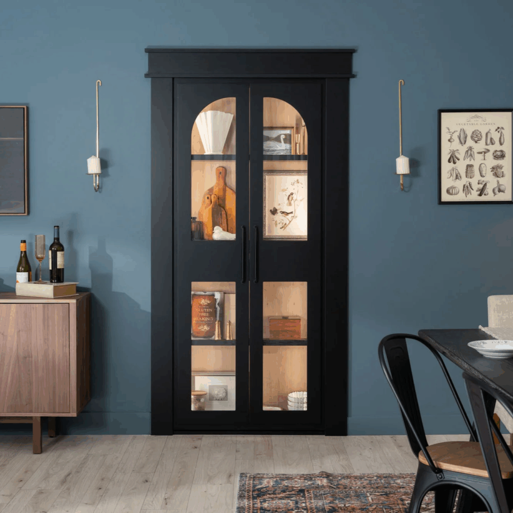 Hidden bookshelf Murphy Door product representing Jeremy Barker's innovative creations.